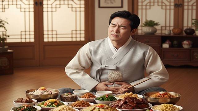 명절 음식은 소화불량을 유발하기 쉽다｜출처: Gemini 생성
