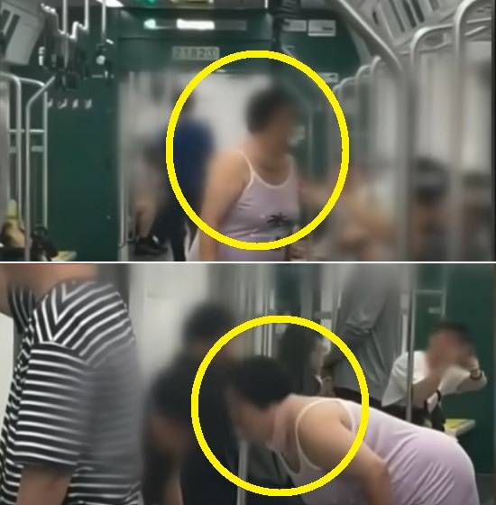 지하철 안에서 껌으로 풍선을 불면서 다른 승객 앞에서 터트린 여성의 영상이 화제다 [사진=JTBC '사건반장']