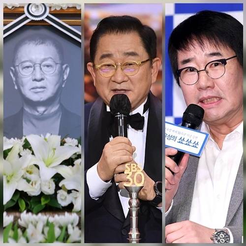 故 전유성의 빈소에 동료 코미디언들의 발걸음이 이어지고 있다. 사진=공동취재단/ 천정환 기자