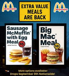 미국 맥도날드의 저가 메뉴 패키지(사진=코트라)