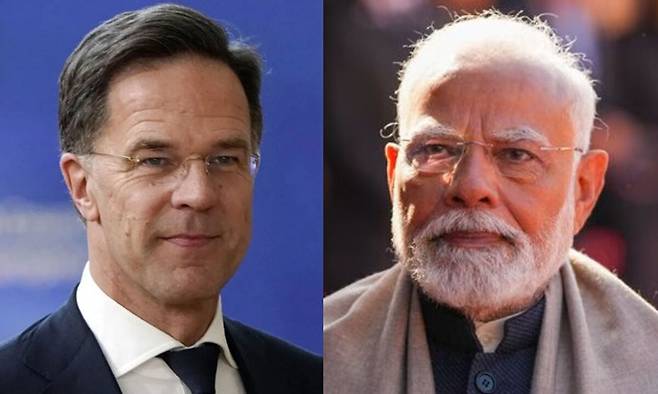 마르크 뤼터 나토 사무총장(왼쪽)과 나렌드라 모디 인도 총리. 세계일보 자료사진