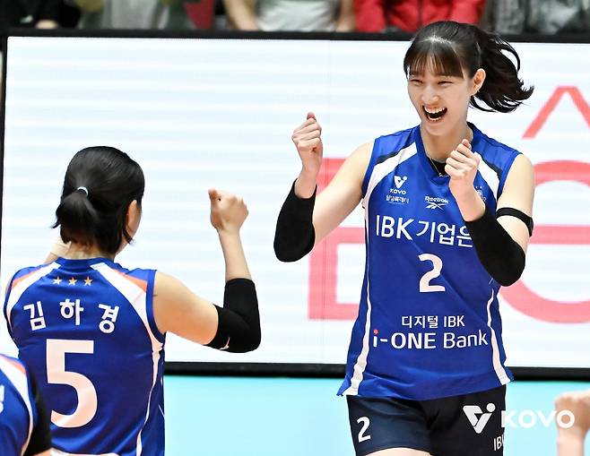 환호하는 IBK기업은행 이주아. 사진제공=KOVO