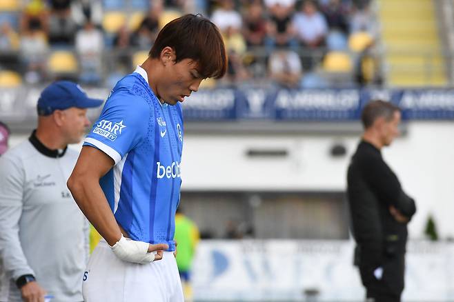 벨기에 헹크 오현규가 종료 직전 결승공를 터트렸다. [AFP=연합뉴스]