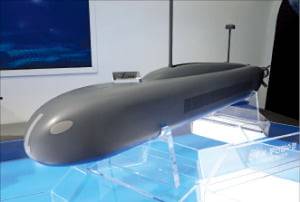 한화오션 무인 잠수정 콘셉트 모형.    연합뉴스