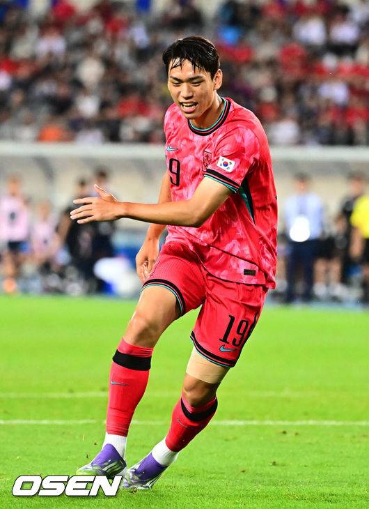 [OSEN=지형준 기자] 한국축구대표팀 오세훈 . 2025.07.15 / jpnews@osen.co.kr