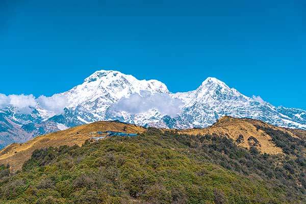 바달 단다에서 본 히말라야 고산능선.