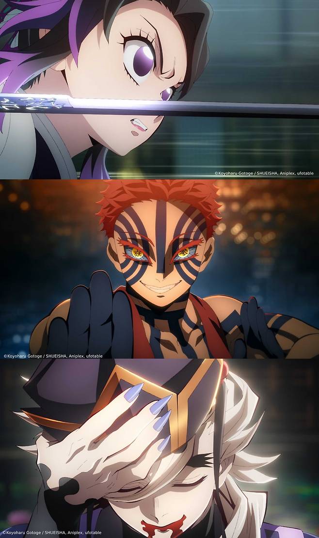 영화 ‘극장판 귀멸의 칼날: 무한성편’ 장면들.