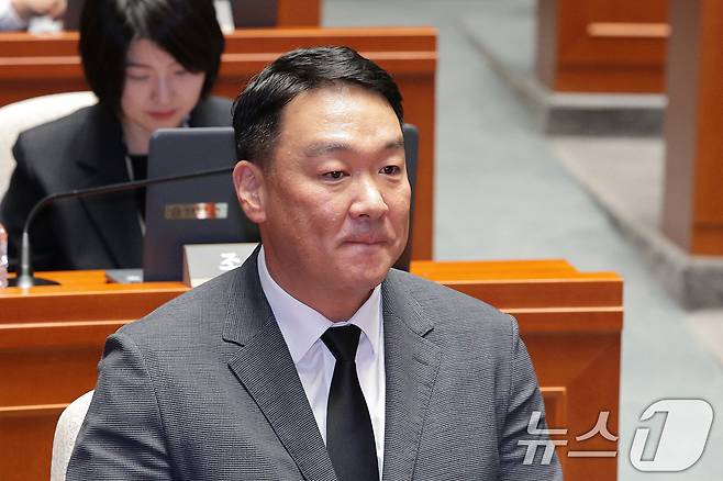 국민의힘 사무총장에 발탁된 정희용 의원이 1일 오후 서울 여의도 국회에서 열린 의원총회에 참석하고 있다. 2025.9.1/뉴스1 ⓒ News1 신웅수 기자