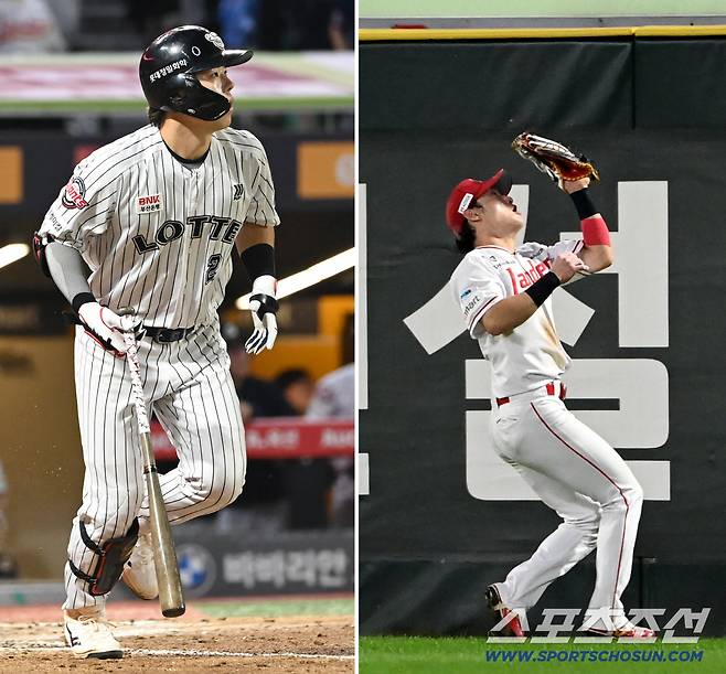 무사 1,2루 고승민의 타구를 워닝트랙 앞까지 달려가 잡아낸 최지훈