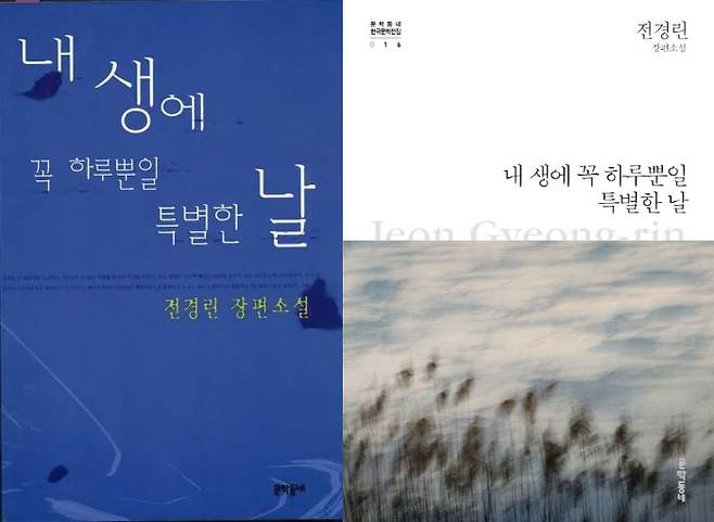 전경린 작가의 <내 생에 꼭 하루뿐일 특별한 날> 초판본(왼쪽)과 최근 출간본. 문학동네 제공