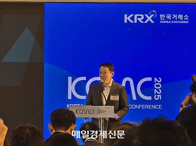 신범준 바이셀스탠다드 대표가 30일 서울 중구 웨스틴조선 호텔에서 열린 ‘한국 자본시장 컨퍼런스’에서 발언하고 있다. [사진=안갑성 기자]