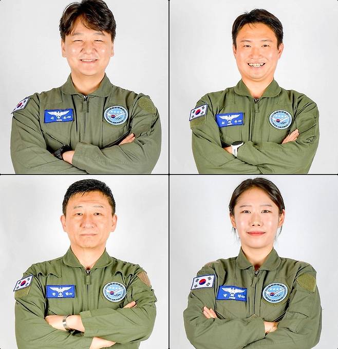 왼쪽 위부터 시계방향으로 이주은, 최지수, 한승범, 박해진 국민조종사. [공군]