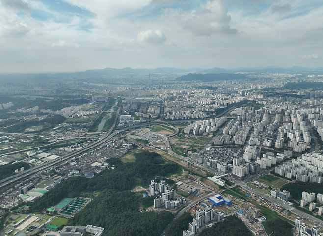 복정역 및 복정1지구 일대 전경