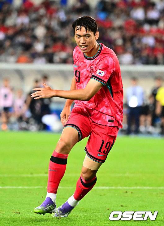 [OSEN=지형준 기자] 한국축구대표팀 오세훈 . 2025.07.15 / jpnews@osen.co.kr