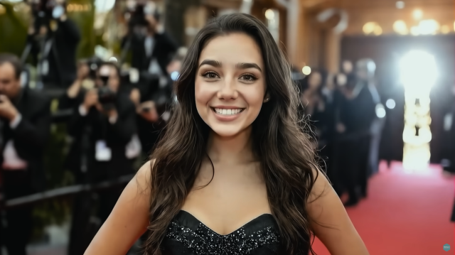 틸리 노워드가 출연한 코미디 스케치 영상 ‘AI 커미셔너’ 캡처. Particle6 TV