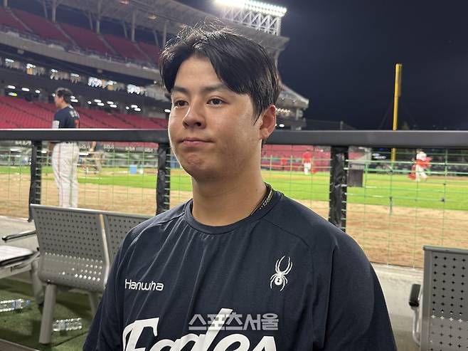 노시환이 경기 후 인터뷰에 임하고 있다. 광주 | 박연준 기자 duswns0628@sportsseoul.com