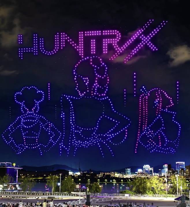 지난 7일 '케이팝데몬헌터스'를 주제로 열린 드론쇼 / 사진=서울드론쇼 공식 인스타그램