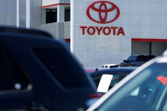 A Toyota sign is shown at a Toyota dealership in Tustin, California on July 7. [REUTERS/YONHAP]