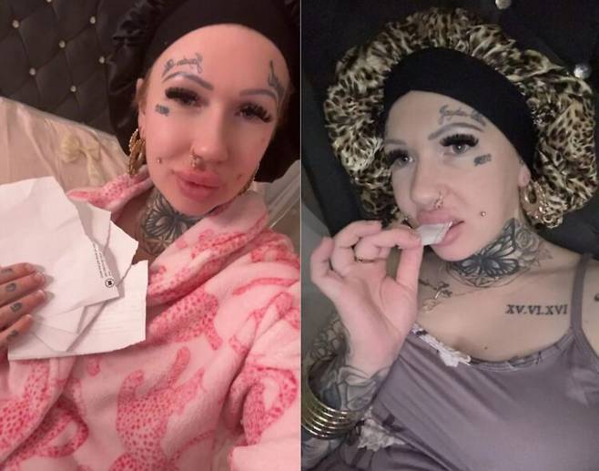 하루에 A4 용지를 열 장씩 먹는 야즈 채프먼(34)은 4세부터 이식증을 앓기 시작했다. 이식증이란 음식물이 아닌 영양학적 가치가 없는 것을 즐겨먹는 상태다. 사진=SNS