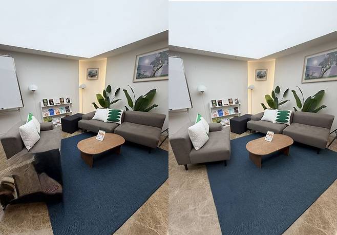 아이폰 17 프로 맥스(왼쪽)와 갤럭시 S25 울트라 AI 지우개 사용 후 사진. 사진=구자윤 기자