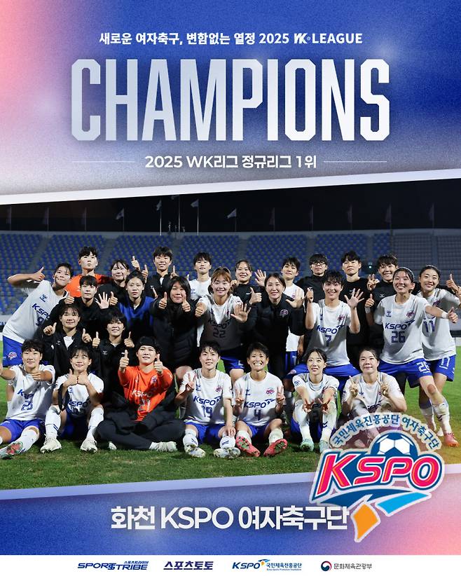 화천KSPO여자축구단이 2025시즌 WK리그 정규리그 1위를 확정했다. 한국여자축구연맹 제공