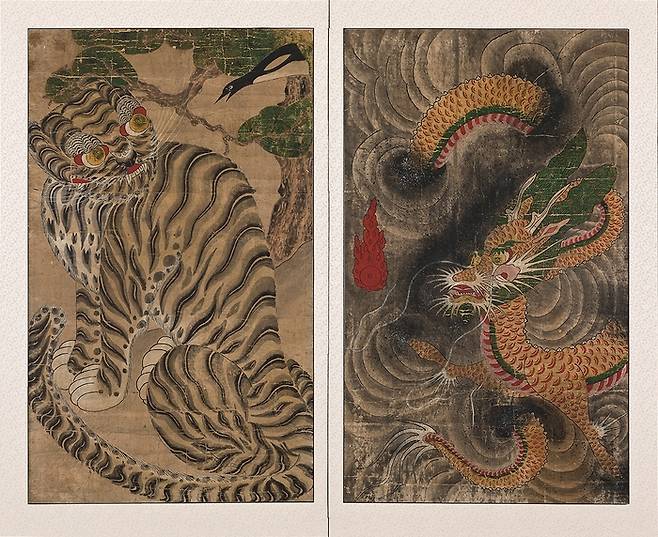 ‘용호도’(19세기, 종이에 채색, 각 59×98.5㎝). 가나아트