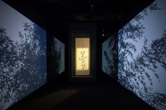 탄은 이정의 '풍죽도'가 걸린 전시 전경 ⓒ 간송미술문화재단