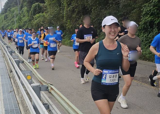 항암 치료 중 마라톤에 도전한 김문경(41)씨 [촬영 양지웅]