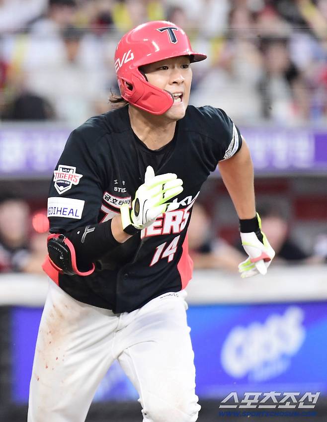 9일 대전 한화생명 볼파크에서 열린 한화와 KIA의 경기. 4회 1타점 2루타 날린 KIA 김규성. 대전=송정헌 기자songs@sportschosun.com/2025.07.09/