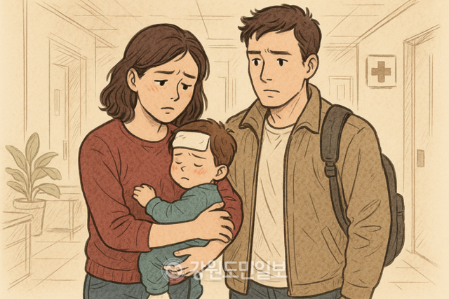▲ 아픈 아기와 부모. AI 생성이미지