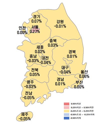 ▲ 전국 아파트 매매가격 변동률 [한국부동산원]