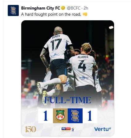 렉섬 원정 겨기 무승부 소식을 전한 버밍엄. / 사진=버밍엄 구단 SNS. 연합뉴스