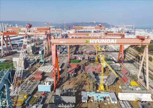 HD현대중공업 노조 파업으로 마스가 프로젝트에 악영향을 미칠 수 있다는 관측이 나온다. 사진은 HD현대중공업 울산조선소. (HD현대중공업 제공)