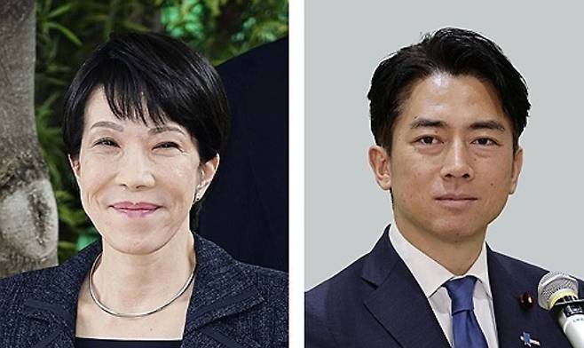 고이즈미 신지로(오른쪽)와 다카이치 사나에 전 경제안보담당상. 연합뉴스