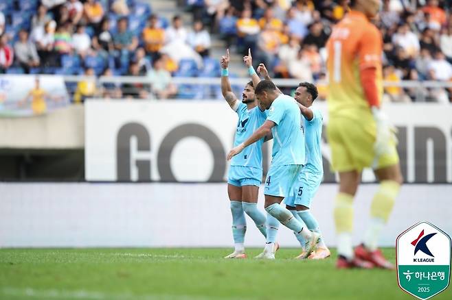 광주전에서 골 세리머니 하는 대구 세징야(맨 왼쪽). [한국프로축구연맹 제공. 재판매 및 DB 금지]
