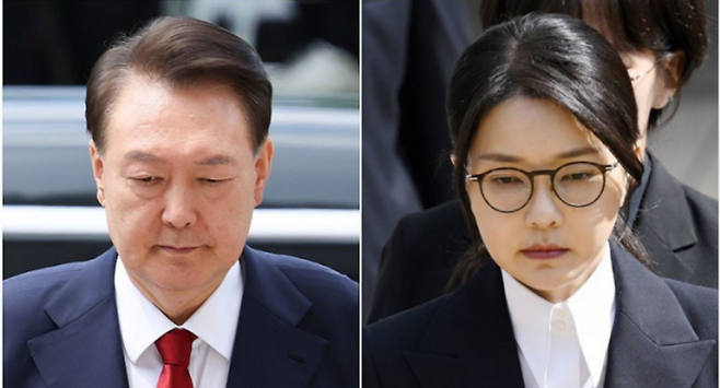 헌정사상 전직 대통령 부부로는 처음으로 동시에 구속 수감 중인 윤석열 전 대통령과 부인 김건희씨. 연합뉴스