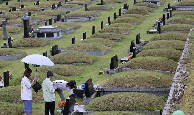▲ 가족들끼리 성묘 중인 모습/연합뉴스