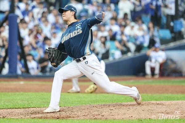 6일 오후 대구 삼성라이온즈파크에서 열린 2025 신한 쏠뱅크 KBO 포스트시즌 와일드카드 결정전 1차전 삼성 라이온즈전에 등판한 투수 김영규. /사진=NC 다이노스