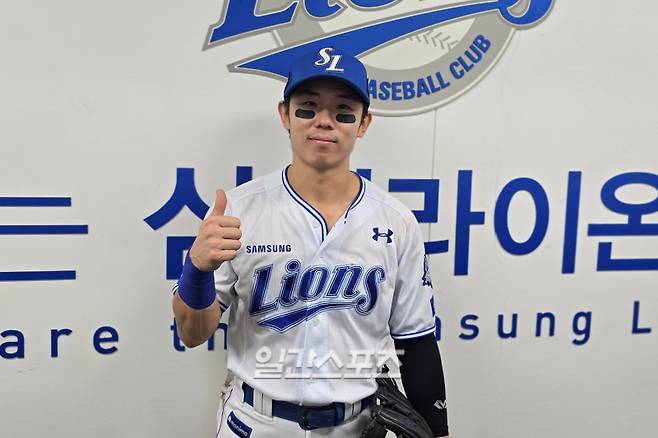 7일 경기 후 만난 삼성 김성윤. 대구=윤승재 기자