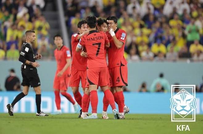 2022 카타르 월드컵 16강전 브라질과의 맞대결에서 한국의 유일한 득점을 터뜨렸던 백승호. 사진=대한축구협회