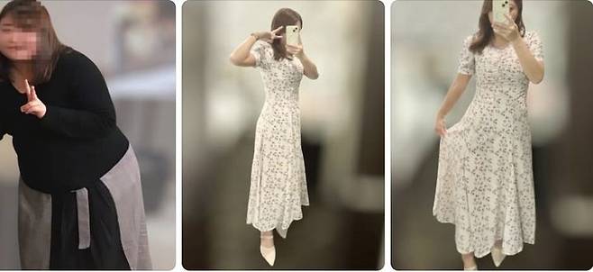 [서울=뉴시스]일본의 한 여성이 생활습관 개선 만으로 3년 동안 49㎏을 감량해 화제가 되고 있다. 사진은 살 빼기 전후의 모습. (사진출처: @non_110kg 스레드 캡처)2025.10.06.