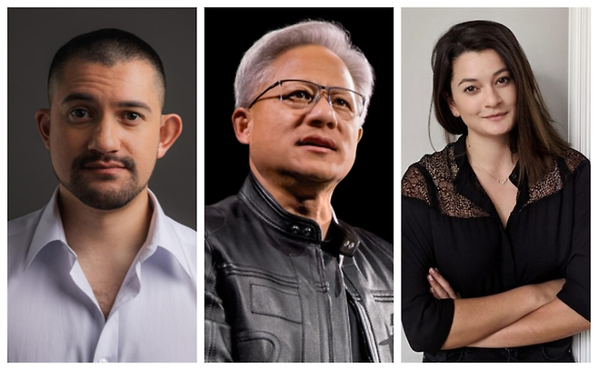 젠슨 황 엔비디아 창업자 겸 CEO(가운데)와 그의 아들 스펜서 황(왼쪽), 매디슨 황. [사진 출처=엔비디아]