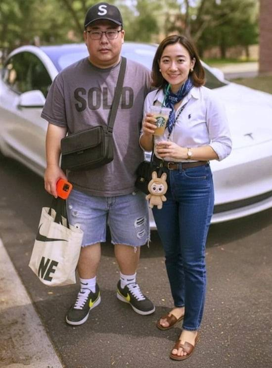 ‘영포티’의 전형적인 패션을 표현한 인공지능(AI)의 그림을 사진화한 모습. 온라인 커뮤니티 캡처