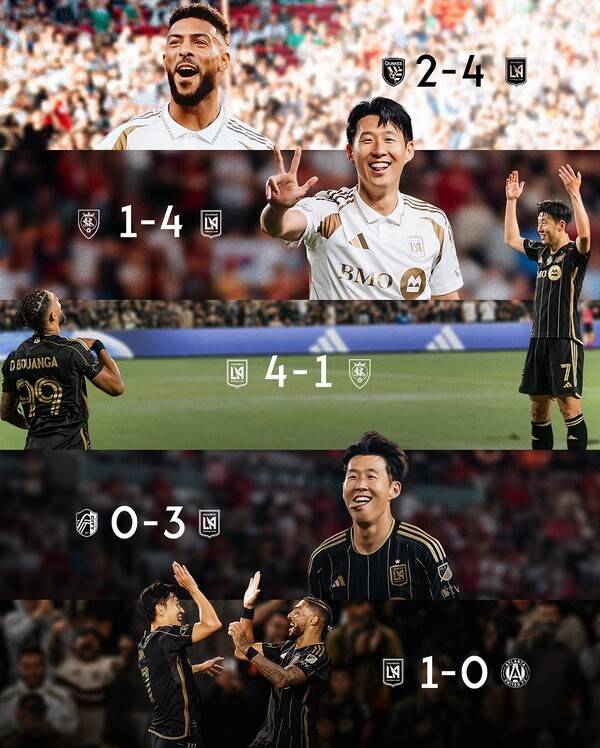 지난 8월 미국 메이저리그(MLS) LAFC에 합류한 후 손흥민과 데니스 부앙가가 최근 7경기에서 총 18골을 합작하며 팀 공격을 이끌고 있다. /사진=LAFC 공식 SNS