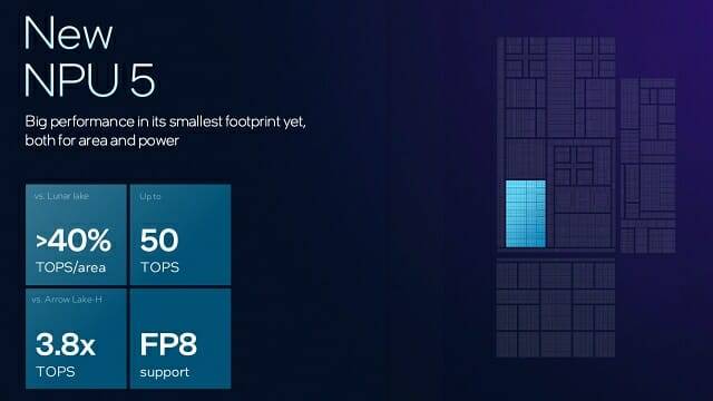 NPU 5는 면적을 최소화하며 성능을 전세대 대비 소폭 높였다.