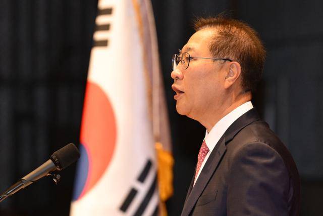 박성재 전 법무부 장관이 올해 6월 5일 정부과천청사에서 열린 이임식에서 마지막 소회를 밝히고 있다. 최주연 기자
