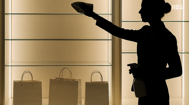 비워진 명품 진열대. 외형의 불빛은 돌아왔지만, 수익 엔진은 아직 깨어나지 않았다. (편집 이미지)