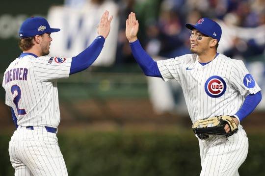 승리 후 기뻐하는 컵스 선수들. 사진[AFP=연합뉴스]