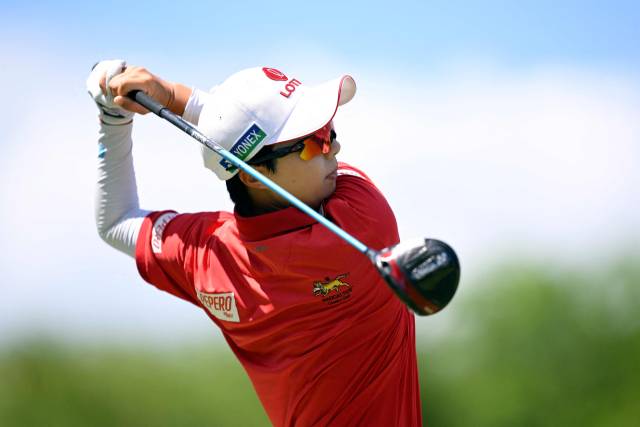 티샷을 하고 있는 김효주. 사진 제공=AFP연합뉴스