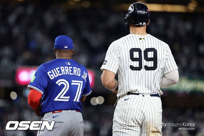 [사진] 토론토 블루제이스 블라디미르 게레로 주니어, 뉴욕 양키스 애런 저지.ⓒGettyimages(무단전재 및 재배포 금지)